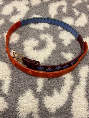 Tory Burch Orange, Blue & Burgundy Leather Bracelet